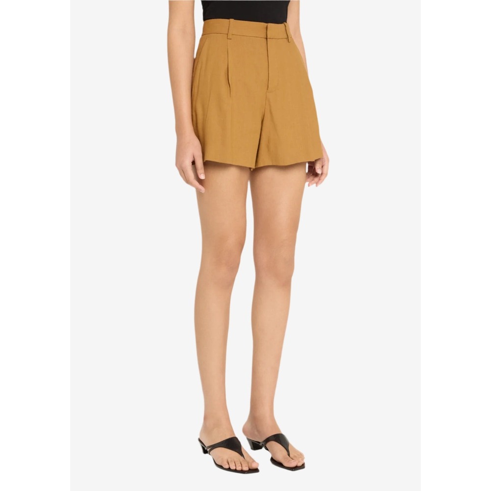 A.L.C. Charles Linen Blend Pleated High Rise Shorts Copper Size 6
